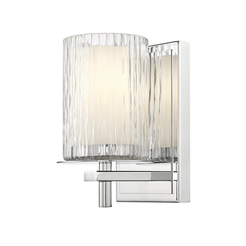 1 Light Wall Sconce-Clear + Etched Opal