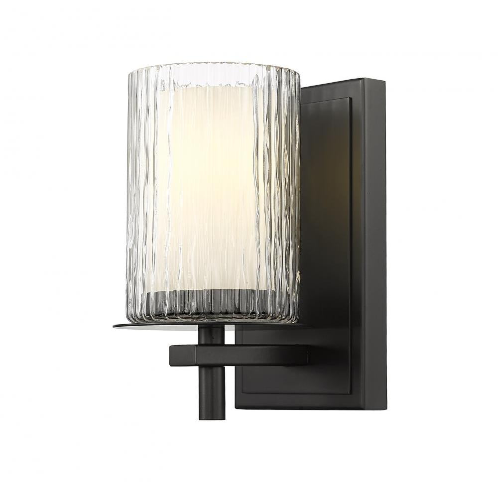1 Light Wall Sconce-Clear + Etched Opal