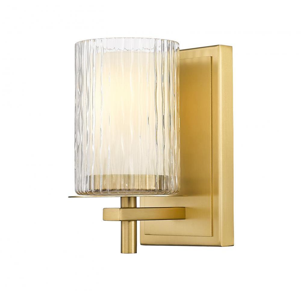 1 Light Wall Sconce-Clear + Etched Opal