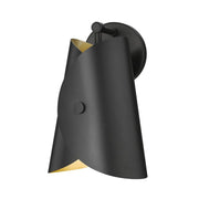 1 Light Wall Sconce-Matte Black Outer, Gold Inner