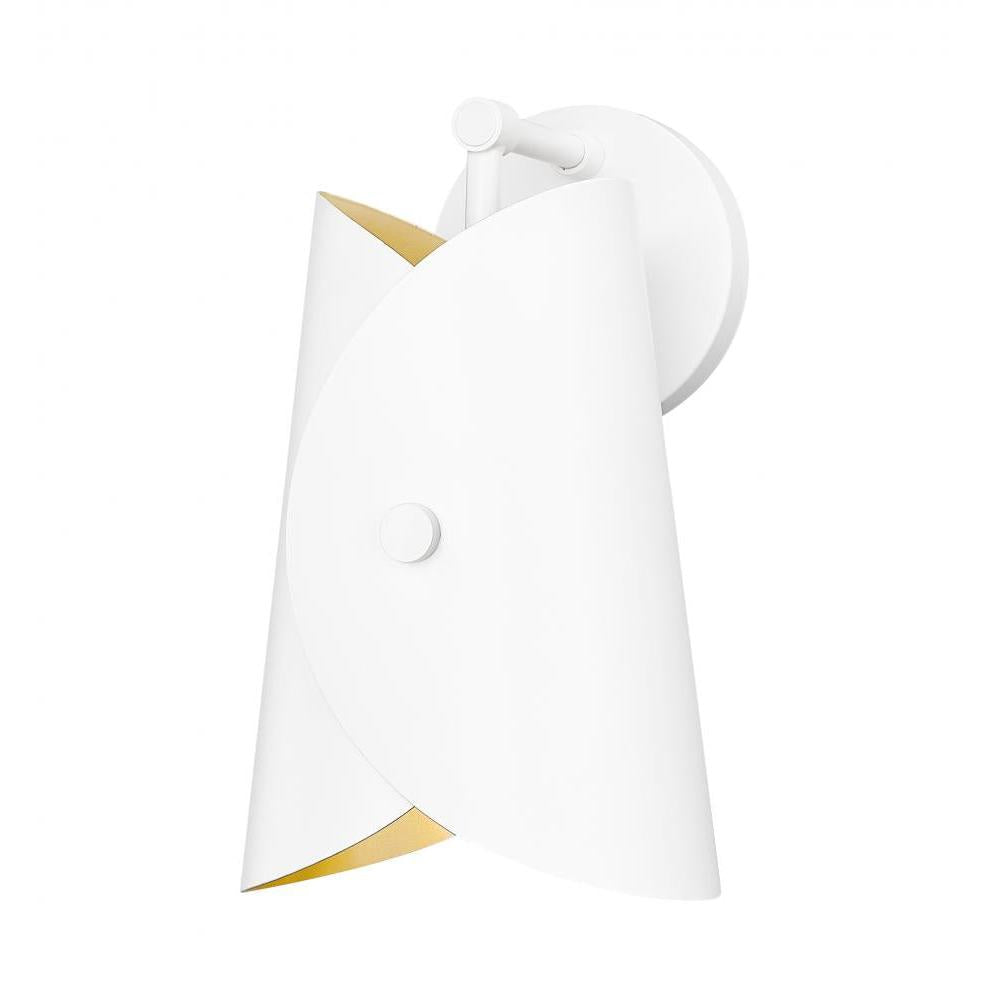 1 Light Wall Sconce-Matte White Outer, Gold Inner