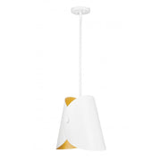 1 Light Pendant-Matte White Outer, Gold Inner