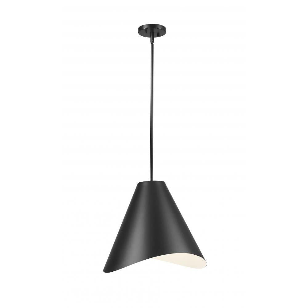 1 Light Pendant-Matte Black & Inner White