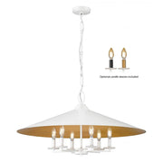 6 Light Pendant-Matte White Outer, Signature Rubbed Brass Inner