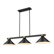 3 Light Billiard Table Light -Matte Black