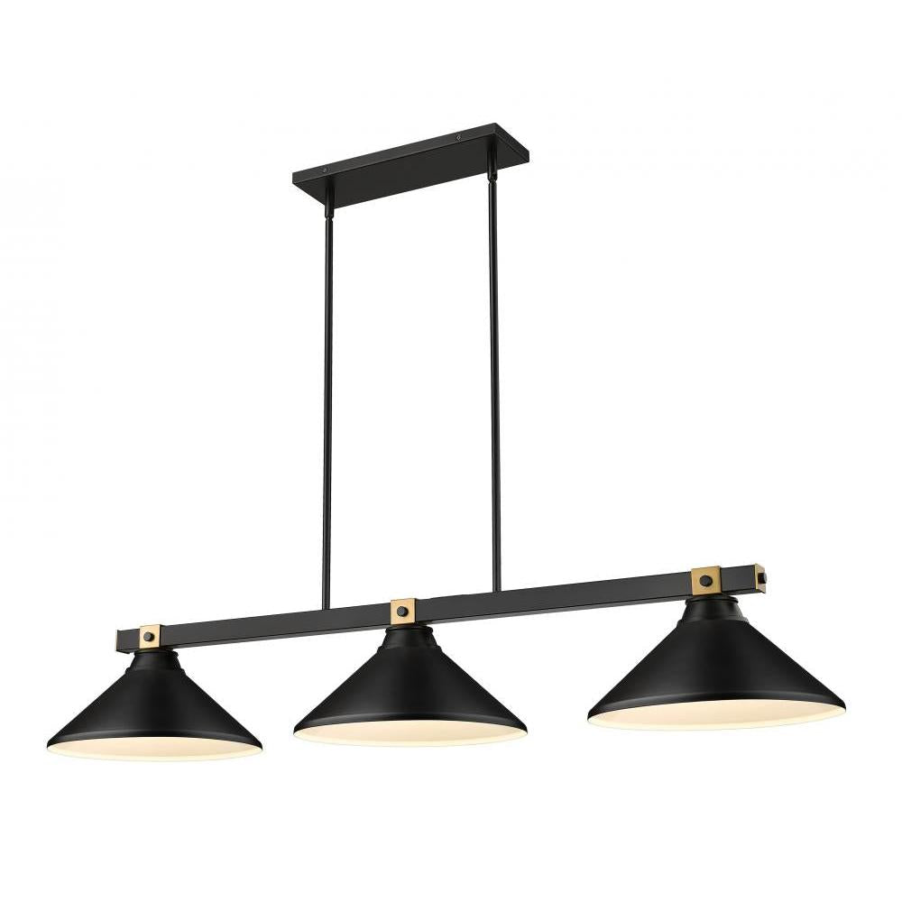 3 Light Billiard Table Light -Matte Black