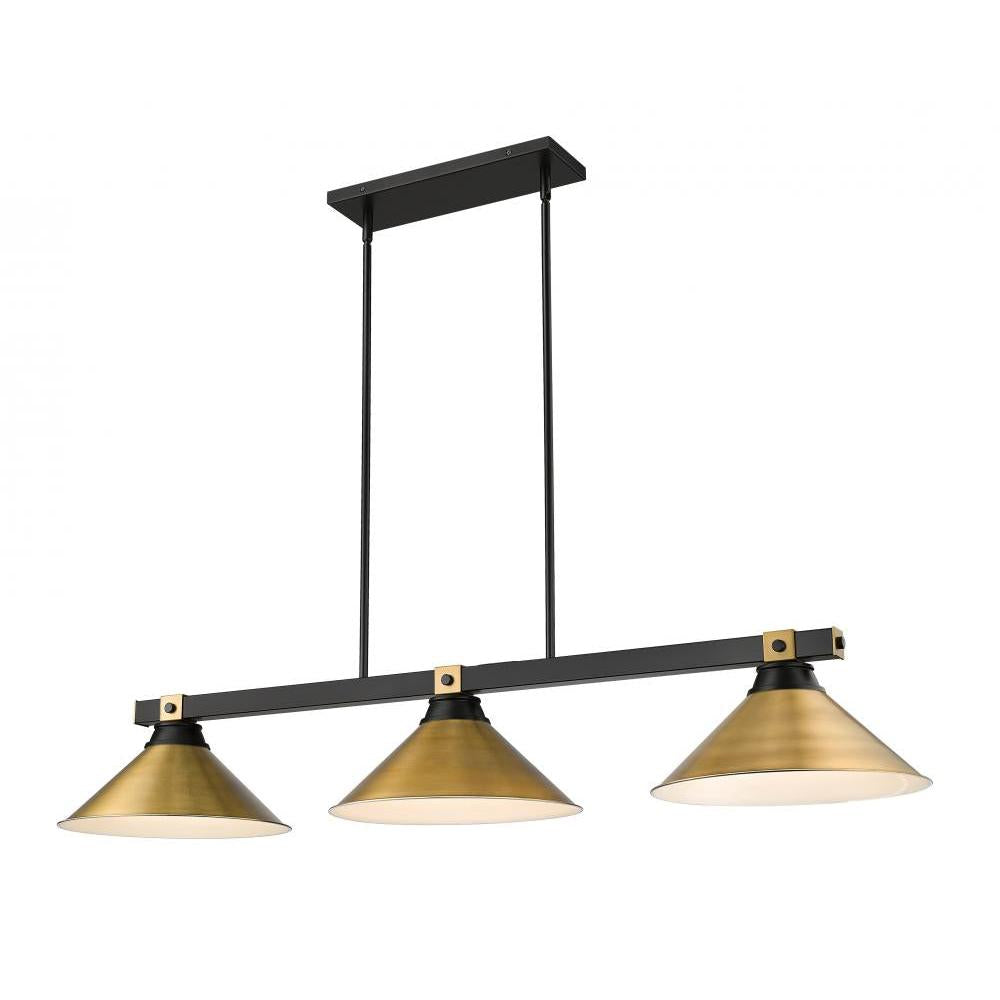 3 Light Billiard Table Light -Rubbed Brass