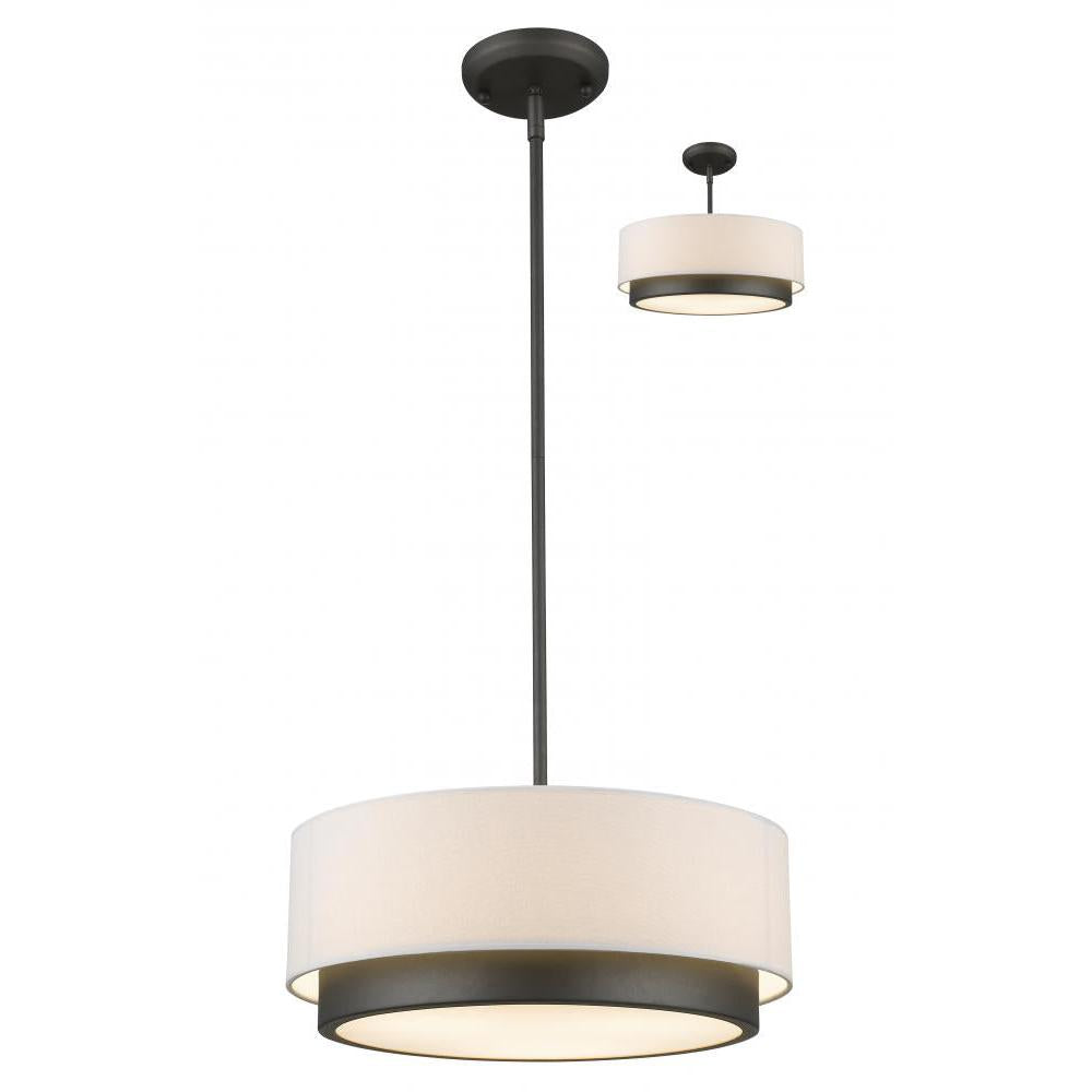 3 Light Pendant-White Linen