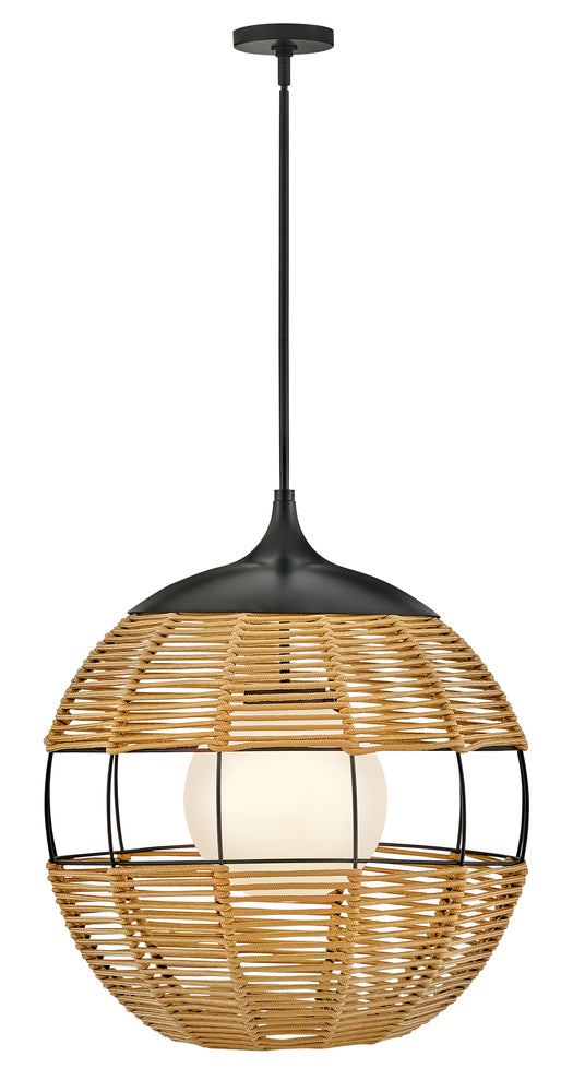 Hinkley Lighting MADDOX 19675BK-NAT Pendant Bohemian - Black With Light Natural Nylon Shade