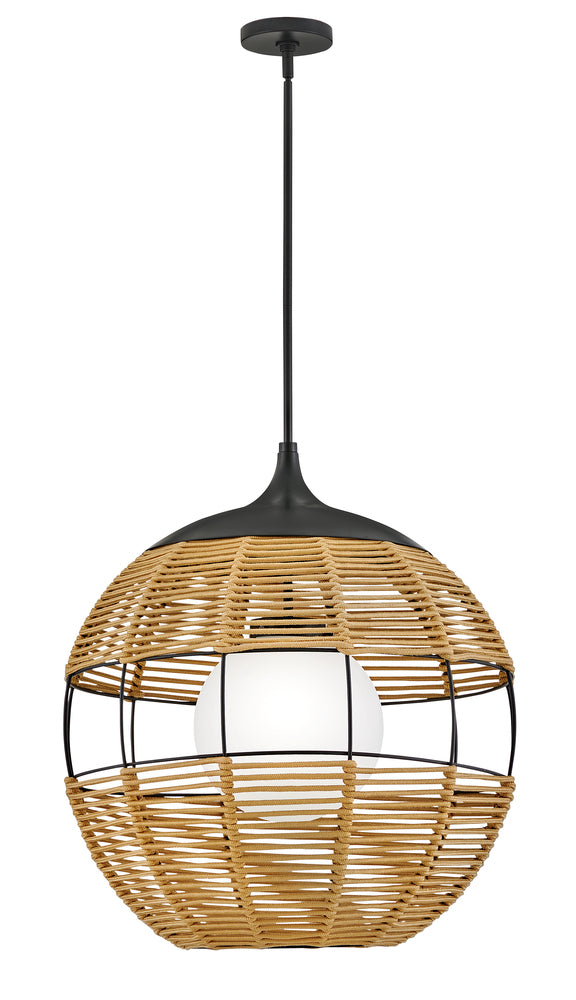 Hinkley Lighting MADDOX 19675BK-NAT Pendant Bohemian - Black With Light Natural Nylon Shade