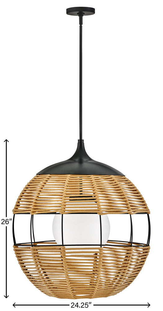 Hinkley Lighting MADDOX 19675BK-NAT Pendant Bohemian - Black With Light Natural Nylon Shade