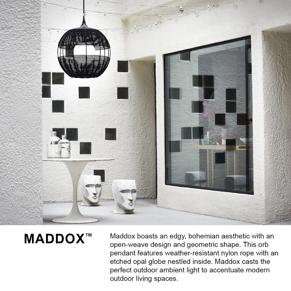 Hinkley Lighting MADDOX 19675BK-NAT Pendant Bohemian - Black With Light Natural Nylon Shade