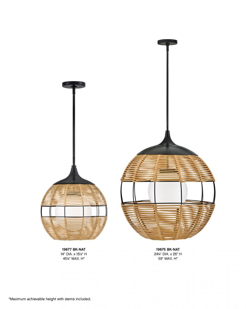 Hinkley Lighting MADDOX 19675BK-NAT Pendant Bohemian - Black With Light Natural Nylon Shade