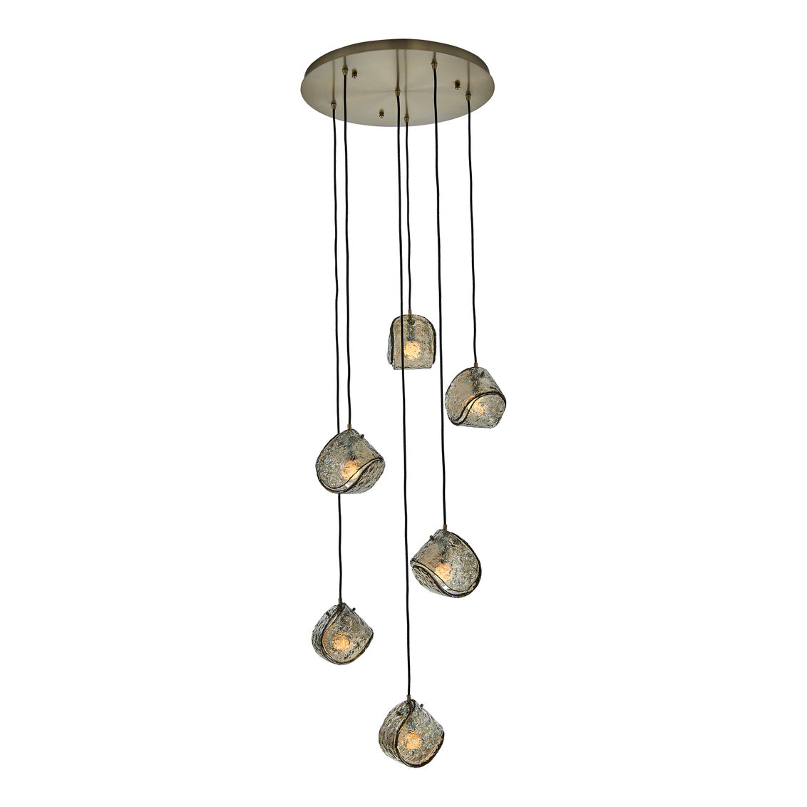 Pallina 24-in 6 Light (40-watt) Smoked Glass Winter Glass Chandelier