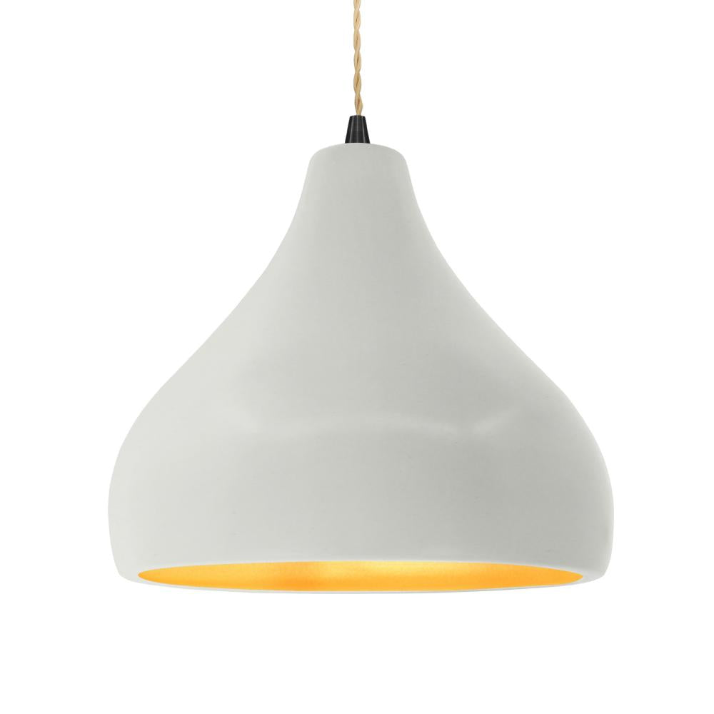 Justice Design Group RADIANCE CER-6565-MTGD-MBLK-BEIG-TWST-LED1-700 Pendant - Matte White With Champagne Gold Internal