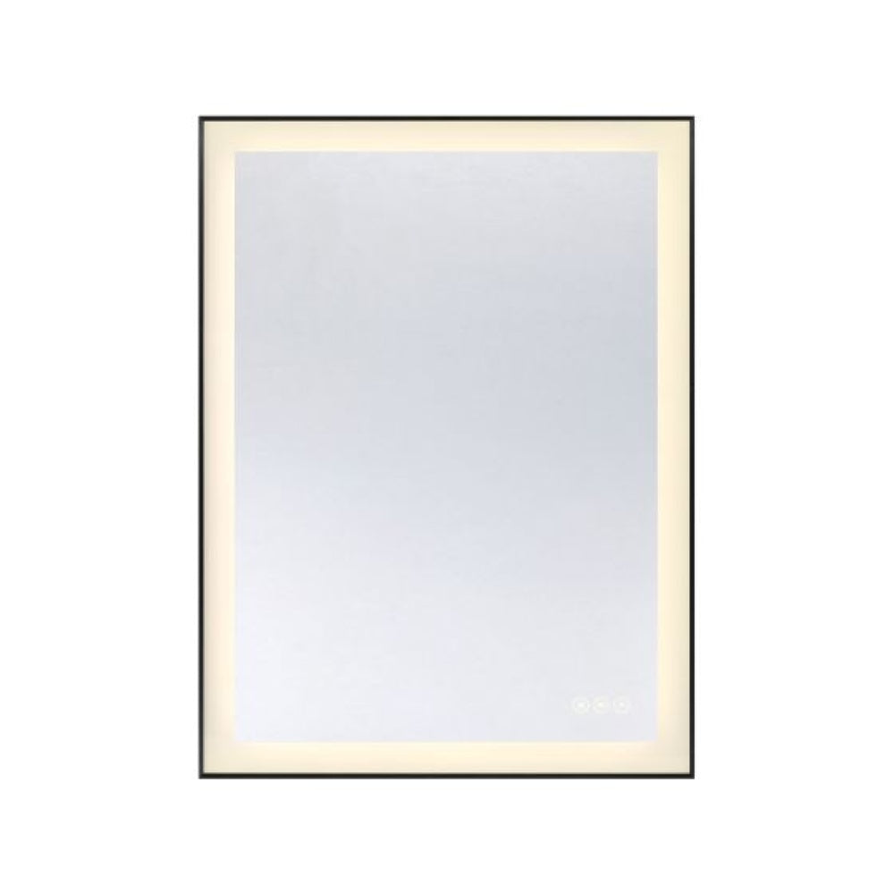 Paulding LED Rectangle Frontlit Mirror with Black Frame light