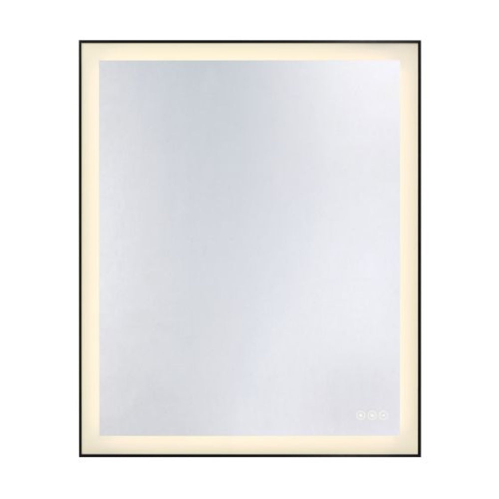 Paulding LED Rectangle Frontlit Mirror with Black Frame light