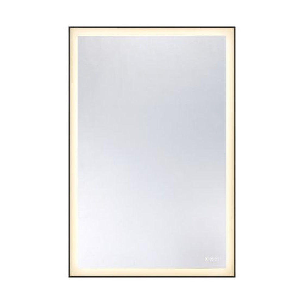 Paulding LED Rectangle Frontlit Mirror with Black Frame light