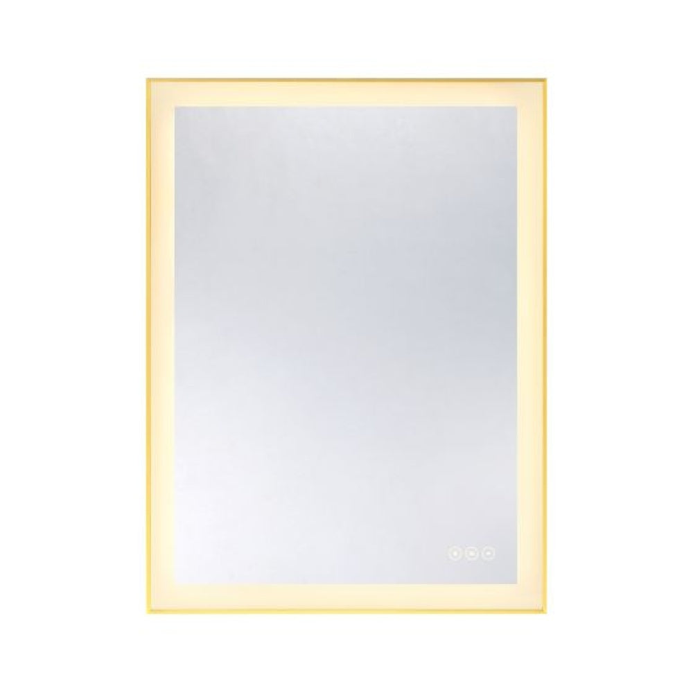 Paulding LED Rectangle Frontlit Mirror with Gold Frame light