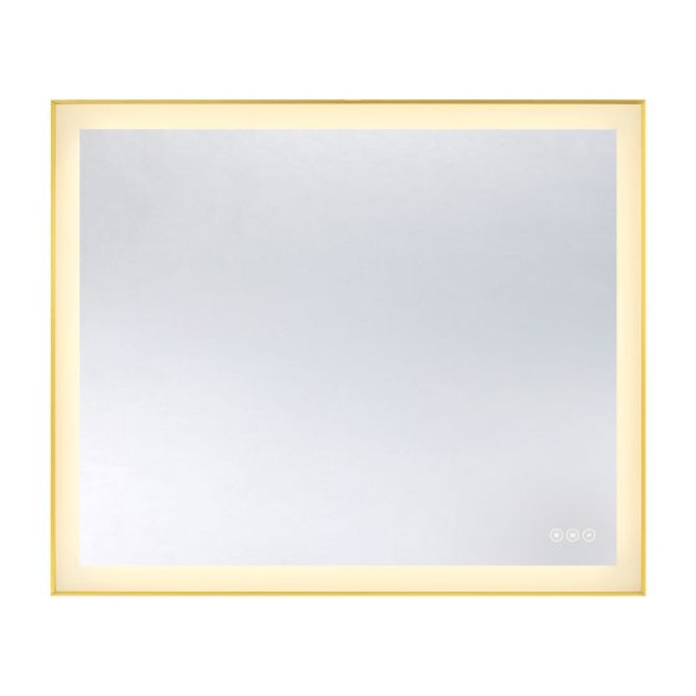 Paulding LED Rectangle Frontlit Mirror with Gold Frame light