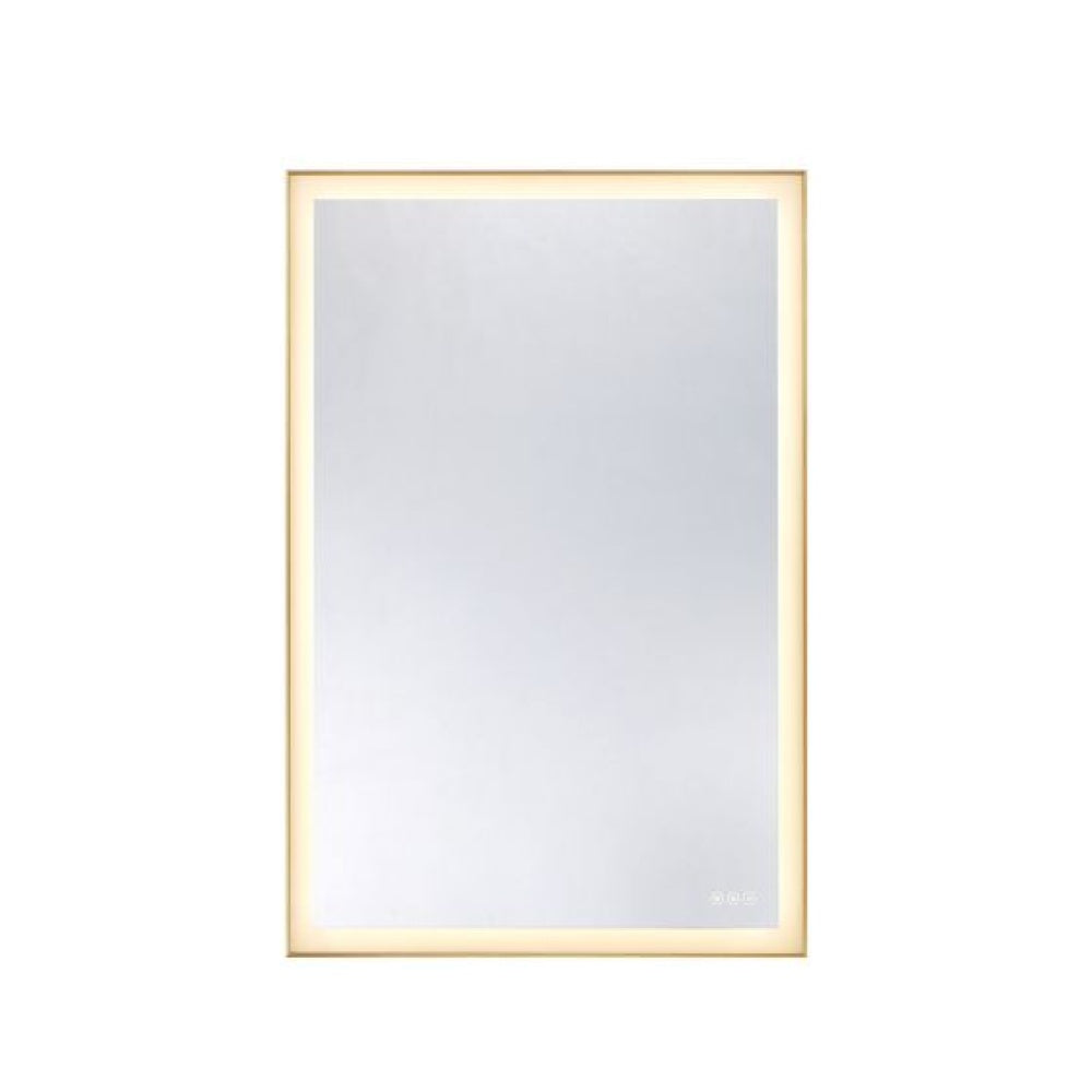 Paulding LED Rectangle Frontlit Mirror with Gold Frame light