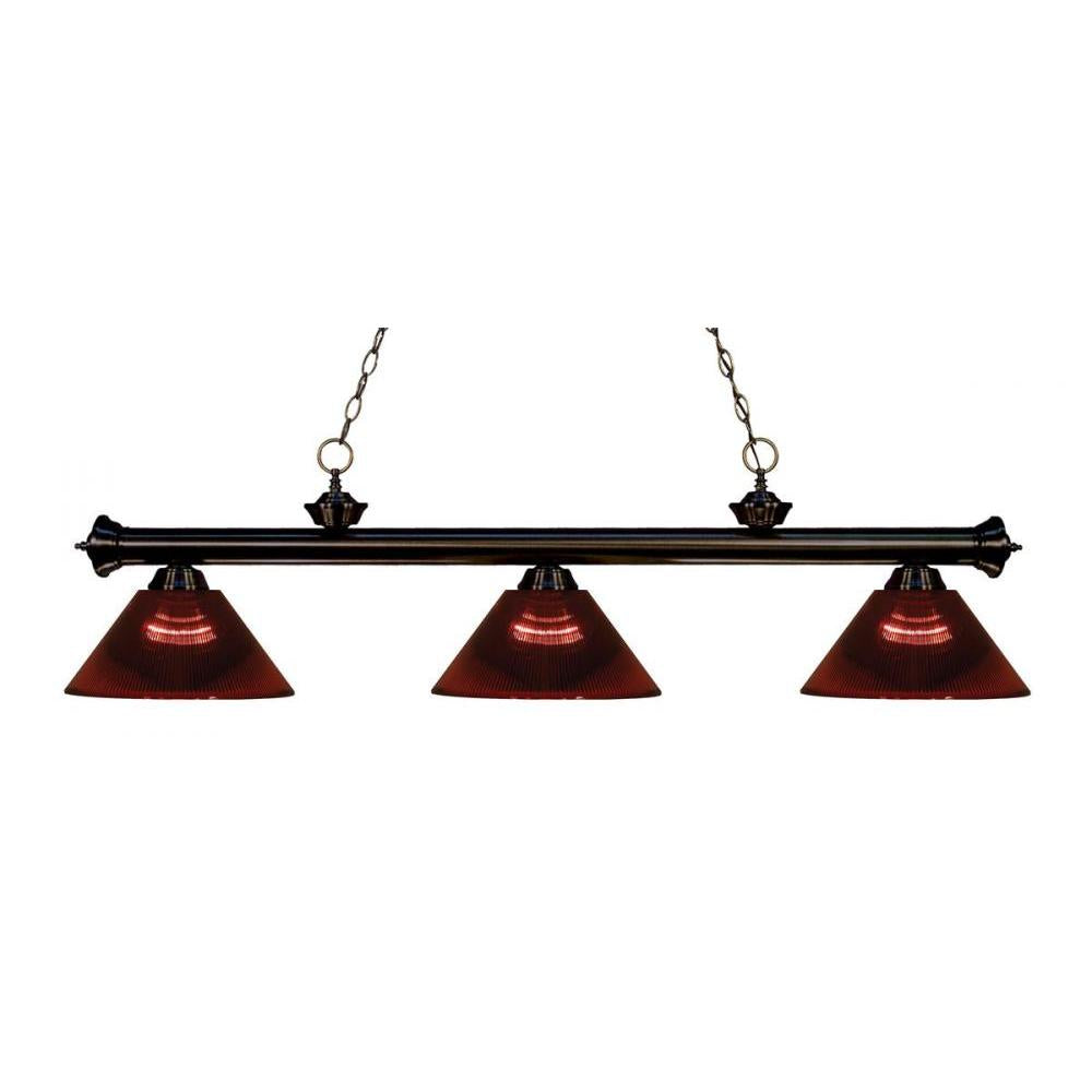 3 Light Billiard Table Light -Burgundy