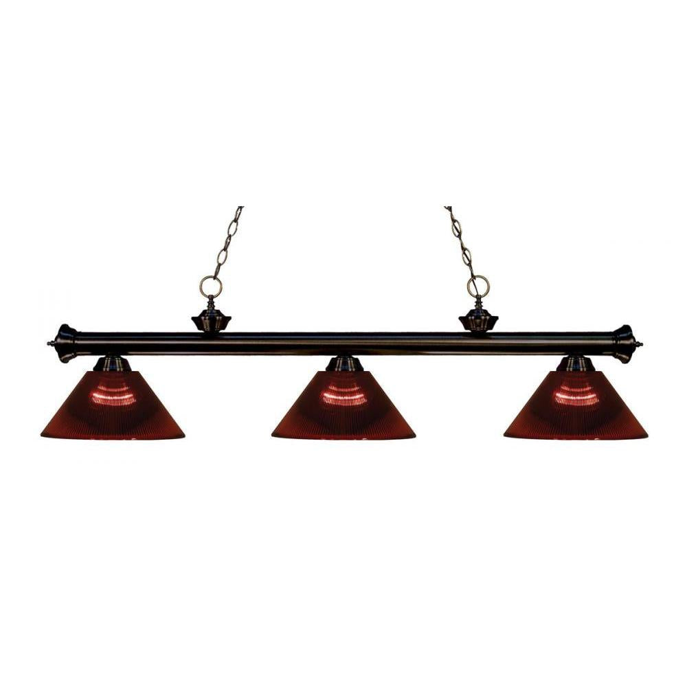 3 Light Billiard Table Light -Burgundy