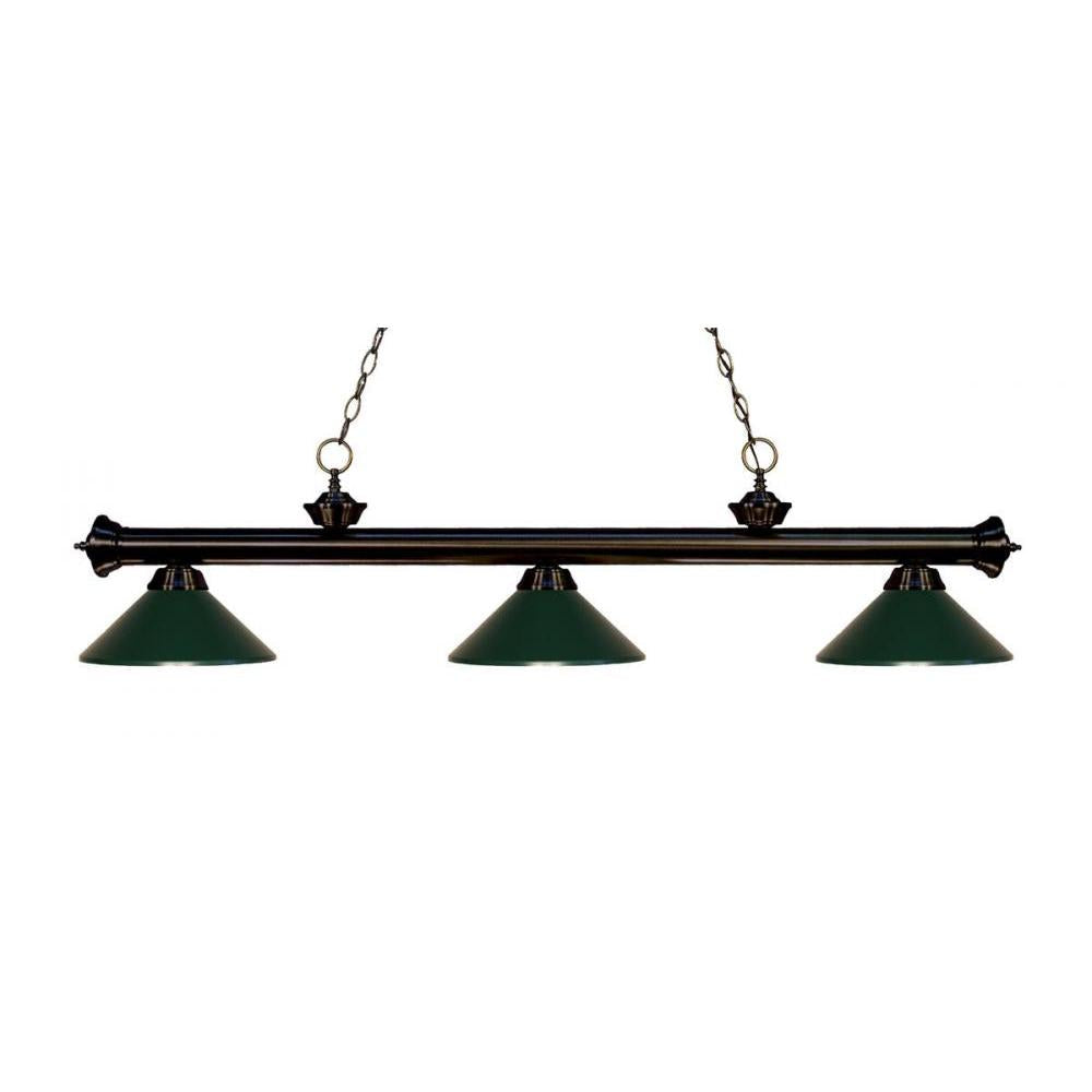 3 Light Billiard Table Light -Dark Green