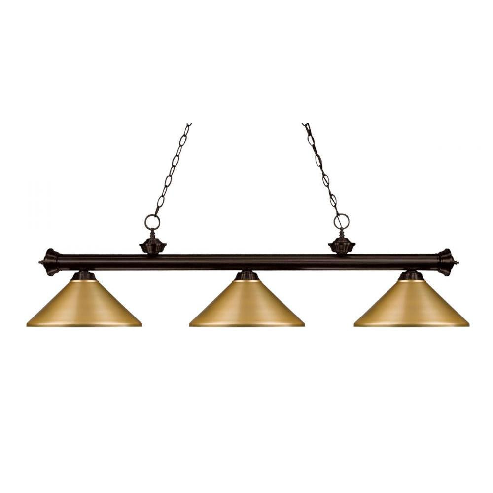 3 Light Billiard Table Light -Satin Gold