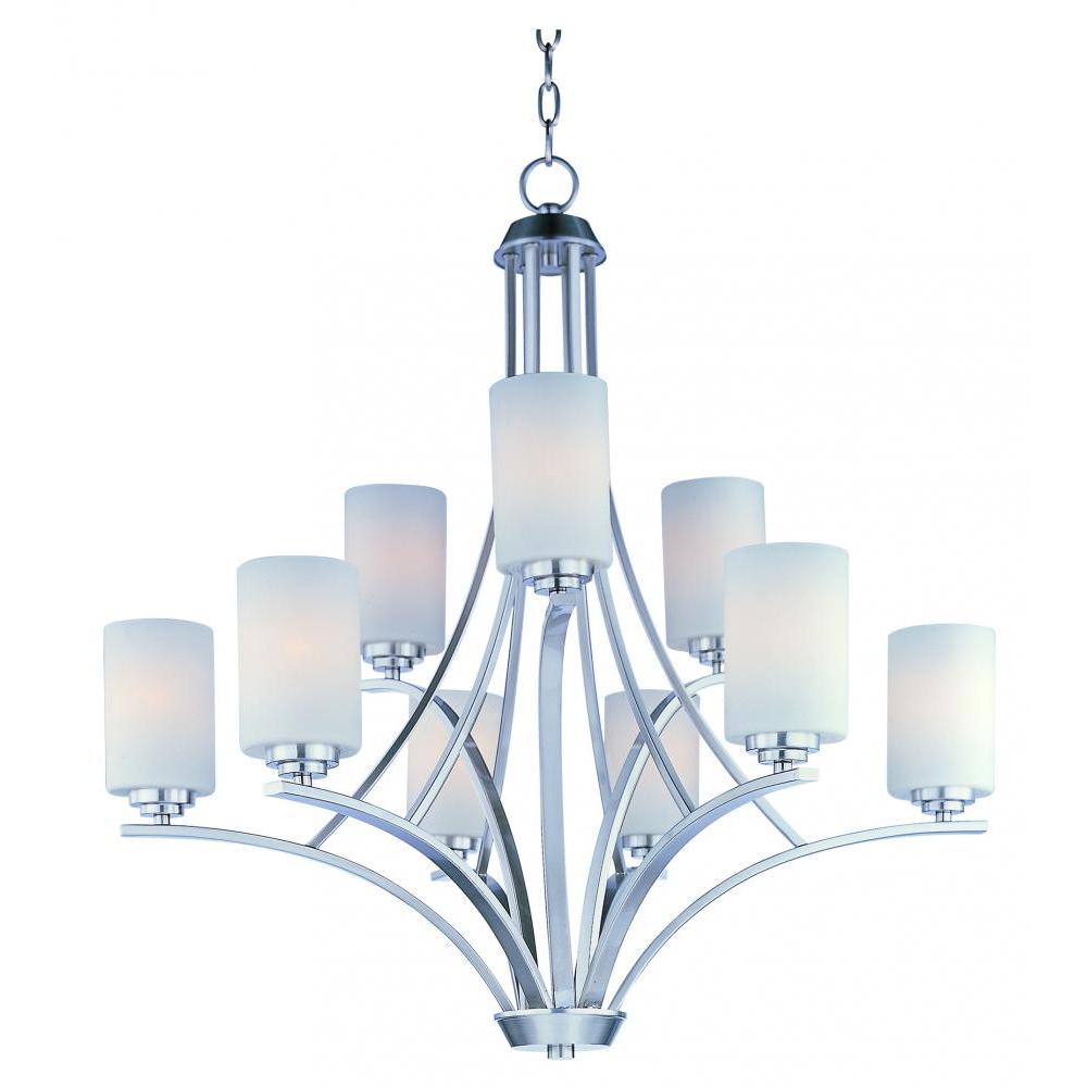 Deven 32 Inch 9 Light Multi-Tier Chandelier – Satin Nickel