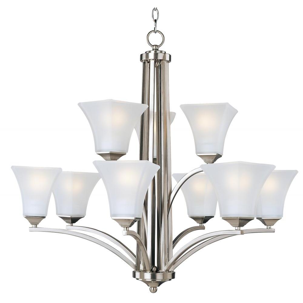 Aurora 31.5 Inch 9 Light Multi-Tier Chandelier – Satin Nickel