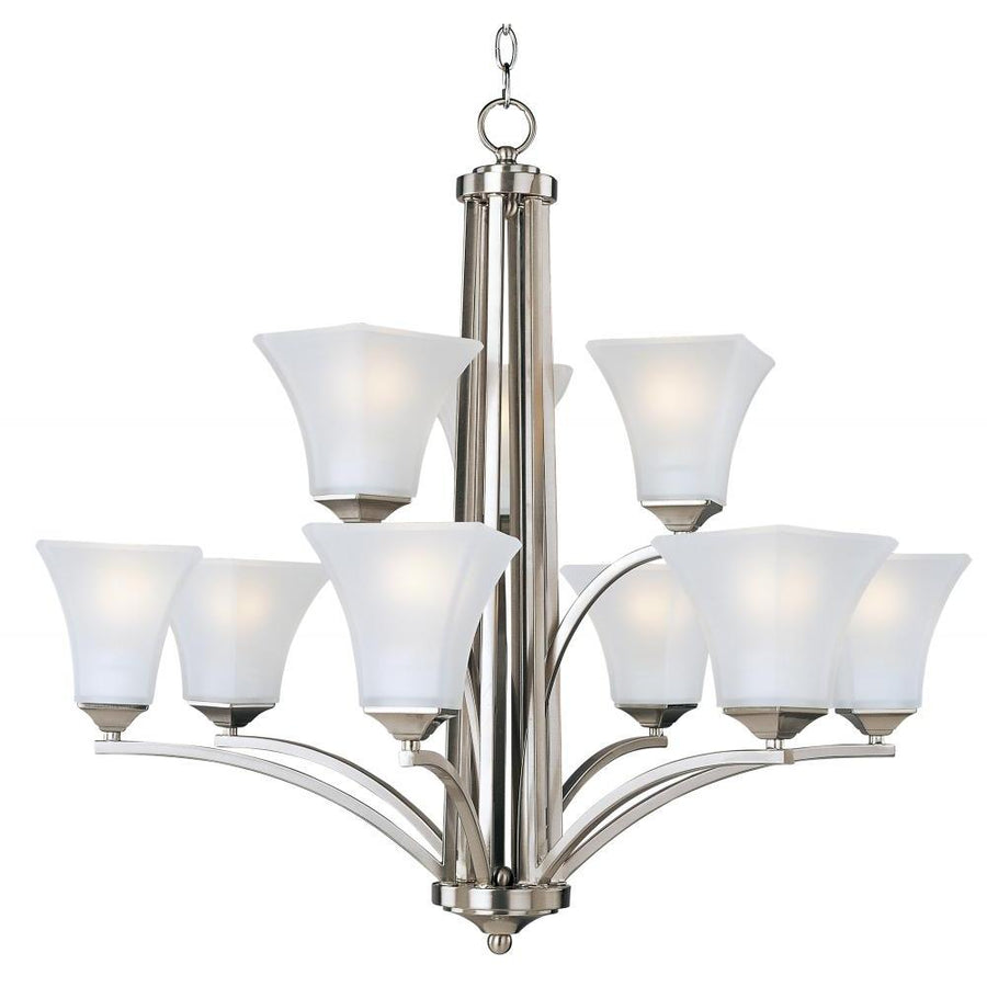 Aurora 31.5 Inch 9 Light Multi-Tier Chandelier – Satin Nickel