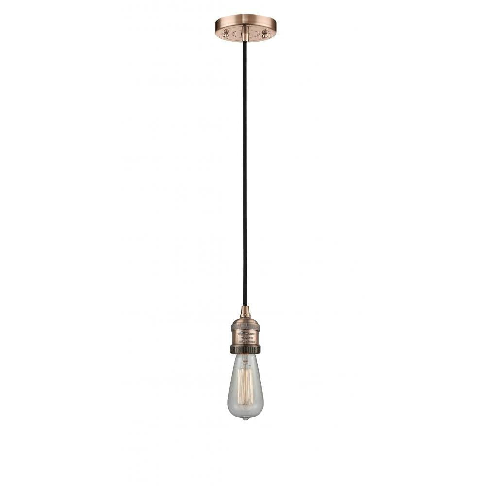 Bare Bulb - 1 Light - 3 inch - Antique Copper - Cord hung - Mini Pendant