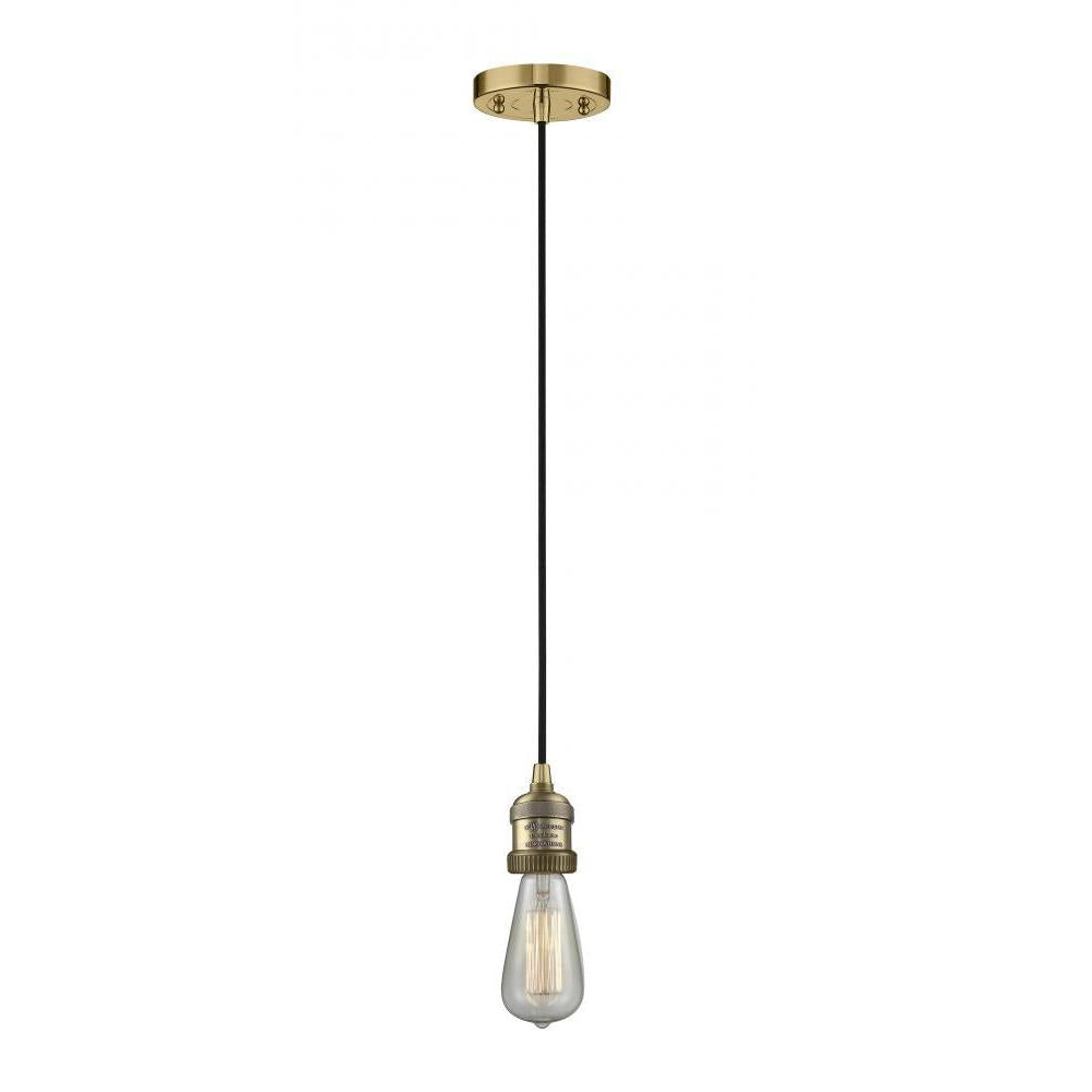 Bare Bulb - 1 Light - 3 inch - Brushed Brass - Cord hung - Mini Pendant
