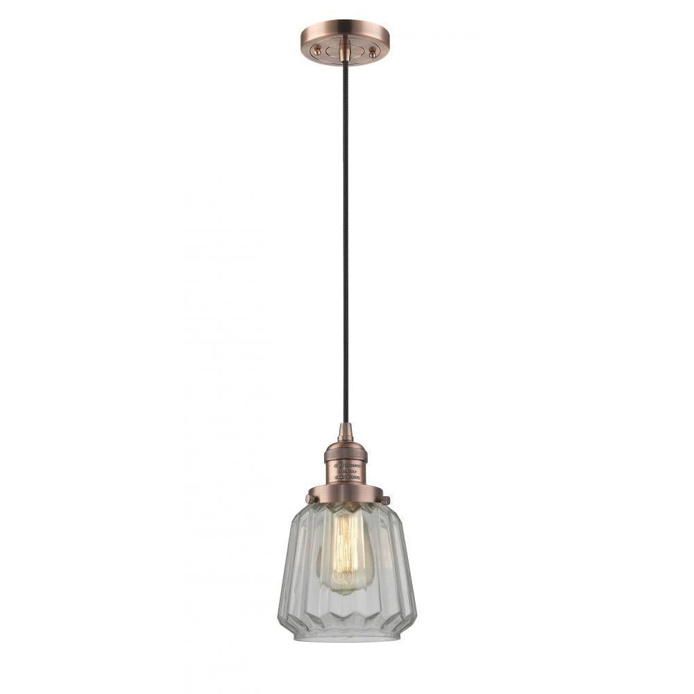 Chatham - 1 Light - 7 inch - Antique Copper - Cord hung - Mini Pendant