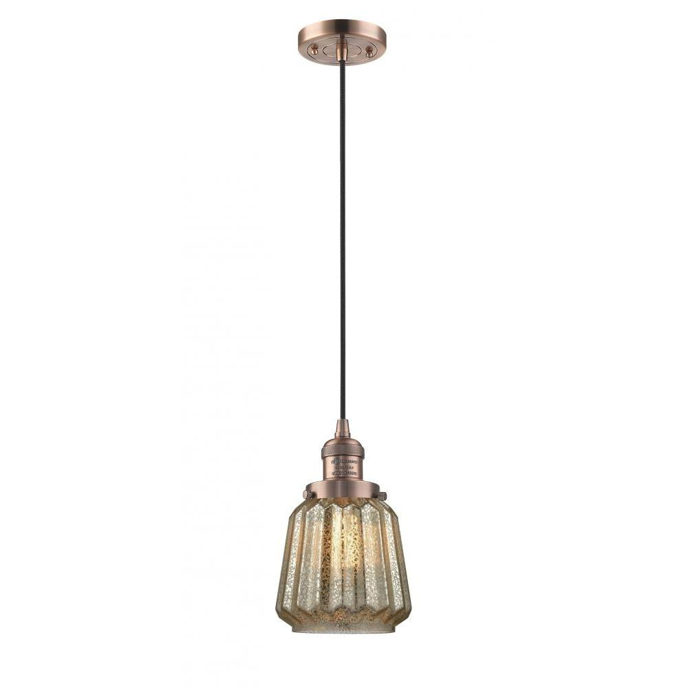 Chatham - 1 Light - 7 inch - Antique Copper - Cord hung - Mini Pendant