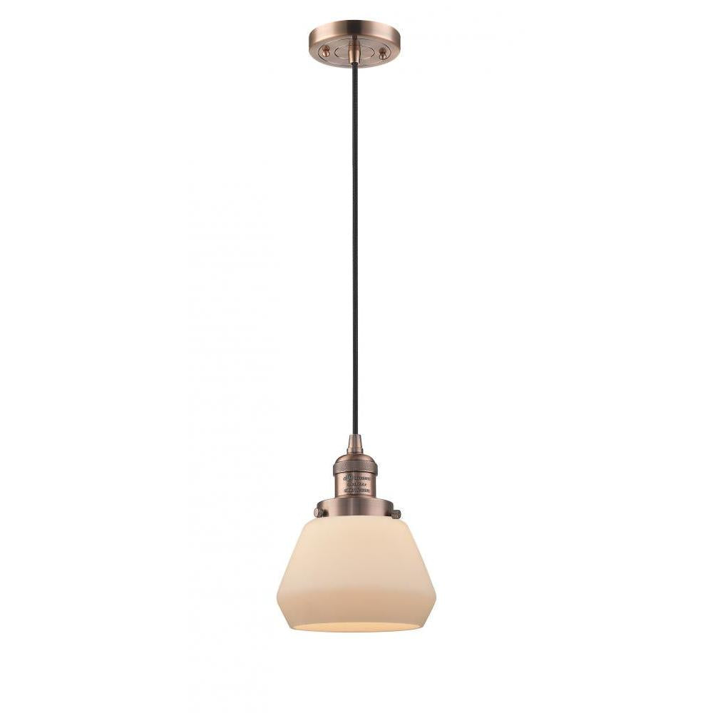 Fulton - 1 Light - 7 inch - Antique Copper - Cord hung - Mini Pendant