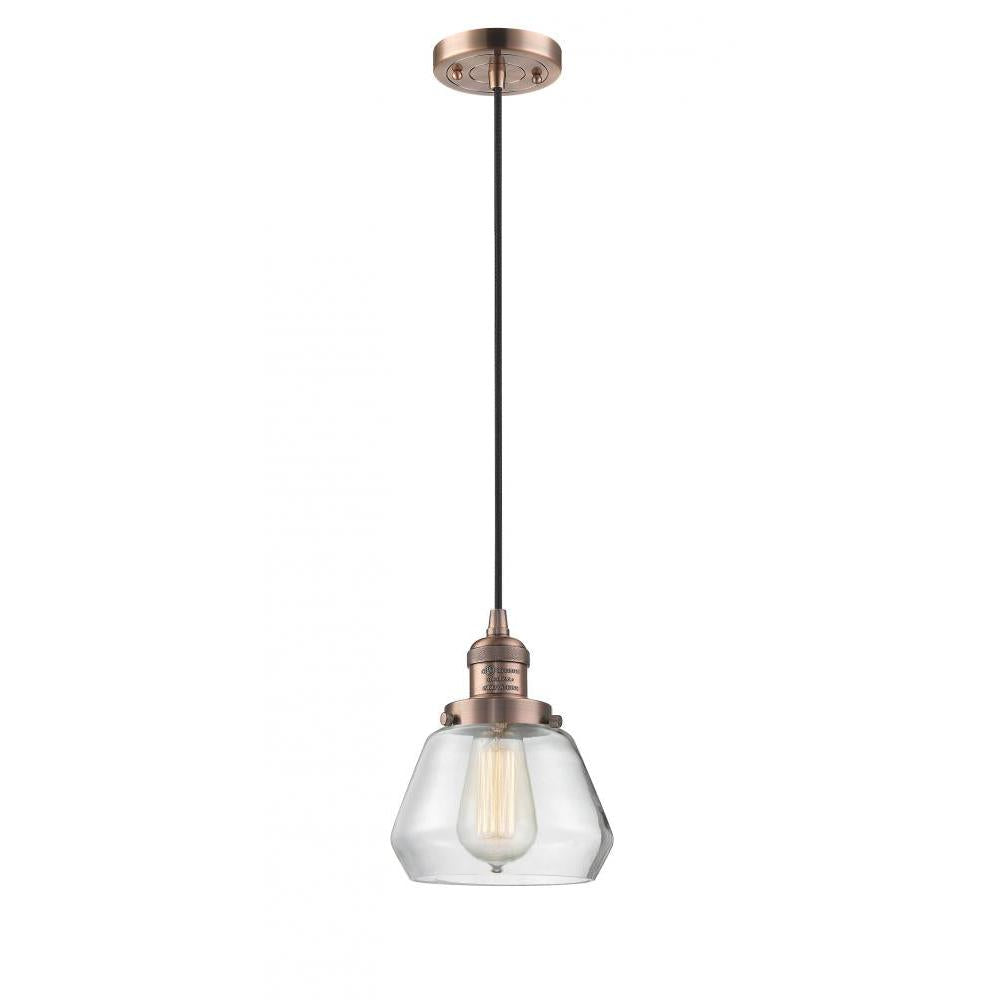 Fulton - 1 Light - 7 inch - Antique Copper - Cord hung - Mini Pendant