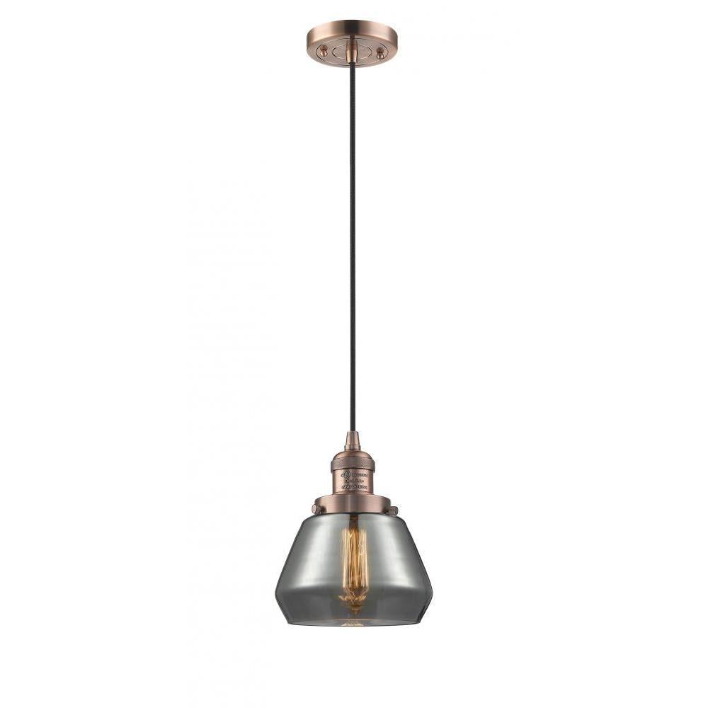 Fulton - 1 Light - 7 inch - Antique Copper - Cord hung - Mini Pendant
