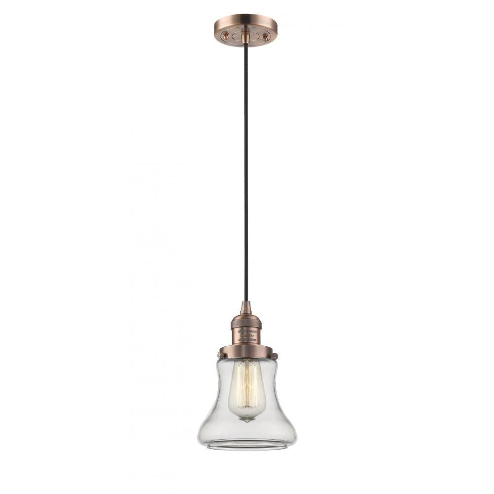 Bellmont - 1 Light - 6 inch - Antique Copper - Cord hung - Mini Pendant