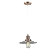 Halophane - 1 Light - 9 inch - Antique Copper - Cord hung - Mini Pendant