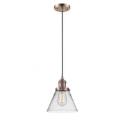 Cone - 1 Light - 8 inch - Antique Copper - Cord hung - Mini Pendant
