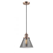 Cone - 1 Light - 8 inch - Antique Copper - Cord hung - Mini Pendant