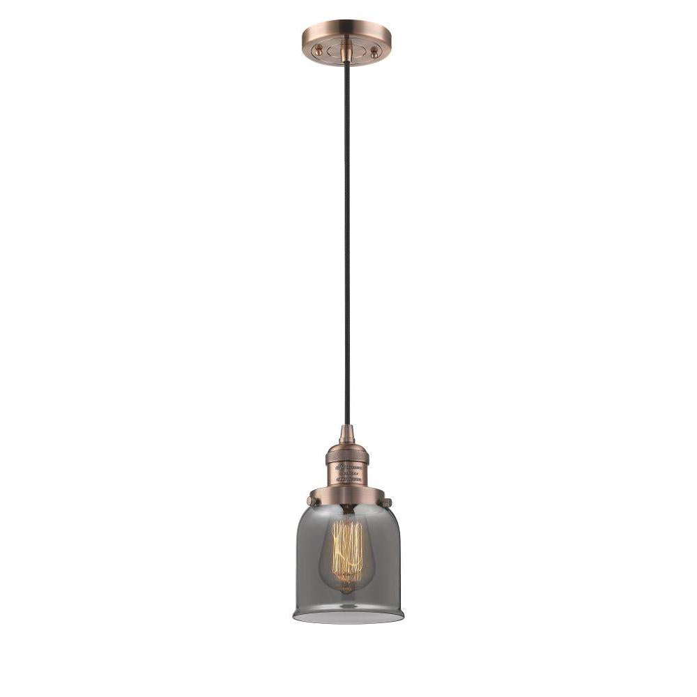 Bell - 1 Light - 5 inch - Antique Copper - Cord hung - Mini Pendant