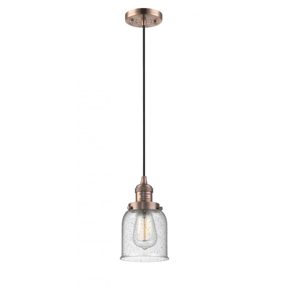 Bell - 1 Light - 5 inch - Antique Copper - Cord hung - Mini Pendant