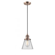 Cone - 1 Light - 6 inch - Antique Copper - Cord hung - Mini Pendant