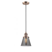 Cone - 1 Light - 6 inch - Antique Copper - Cord hung - Mini Pendant