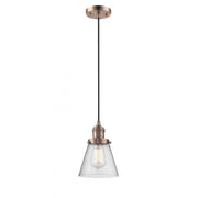 Cone - 1 Light - 6 inch - Antique Copper - Cord hung - Mini Pendant