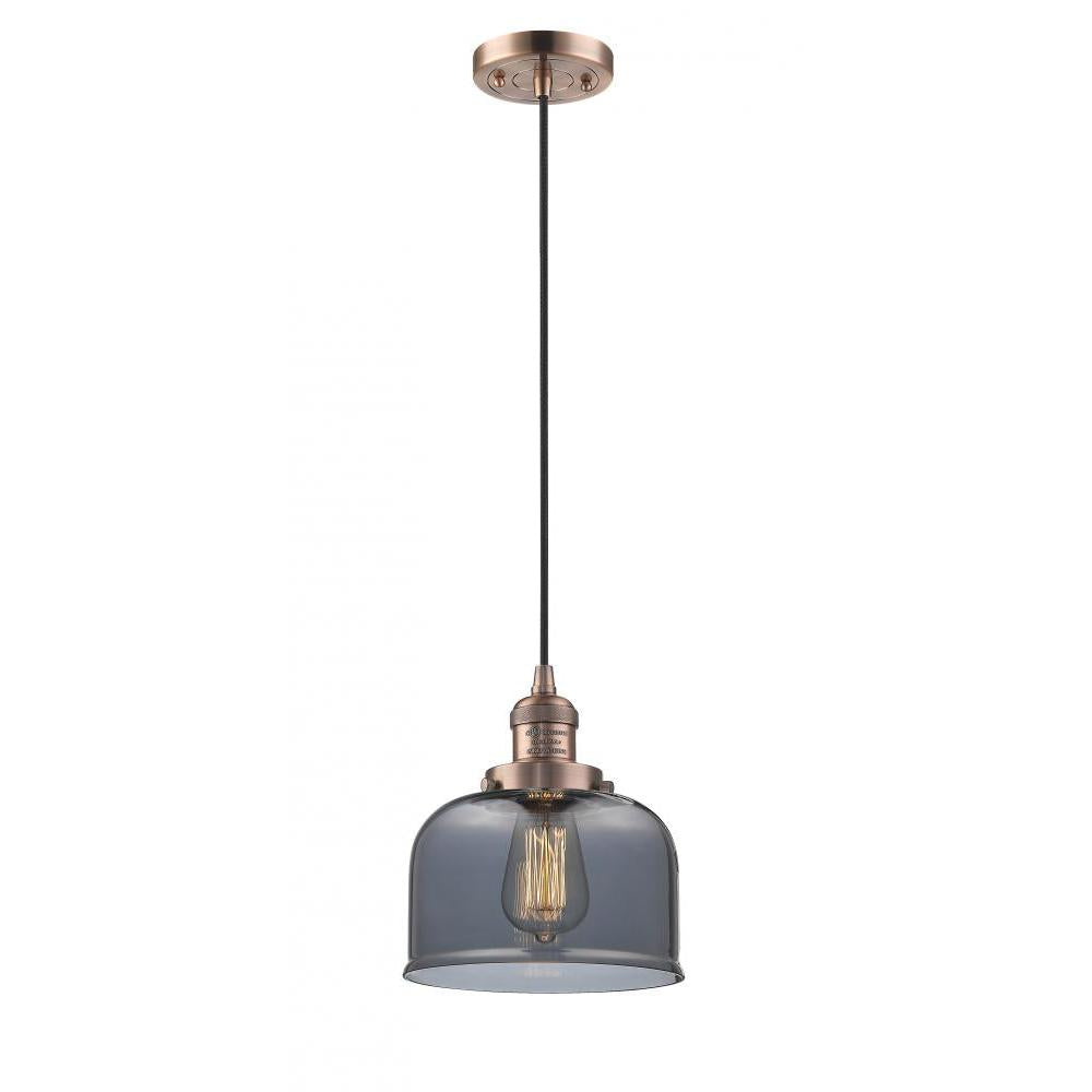 Bell - 1 Light - 8 inch - Antique Copper - Cord hung - Mini Pendant