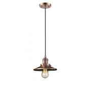 Railroad - 1 Light - 8 inch - Antique Copper - Cord hung - Mini Pendant